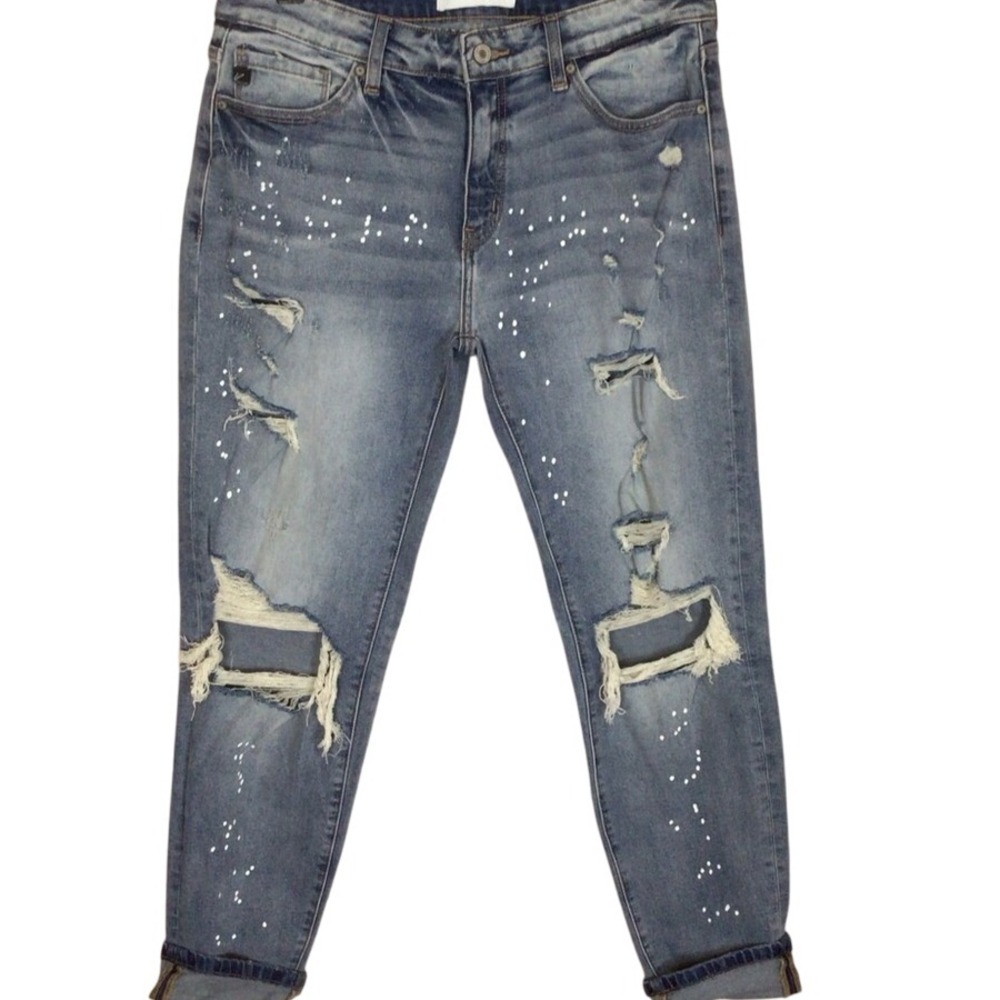 Women's KanCan‎ Light Wash Distressed Paint Splatter Skinny Jeans Size 11/29